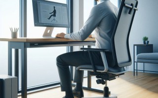 chiropractic care for the workplace. A man sitting at a desk in front of a window.