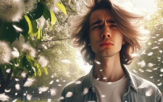 Can chiropractic care help during allergy season? A man surrounded by cottonwood blossoms floating in the air.